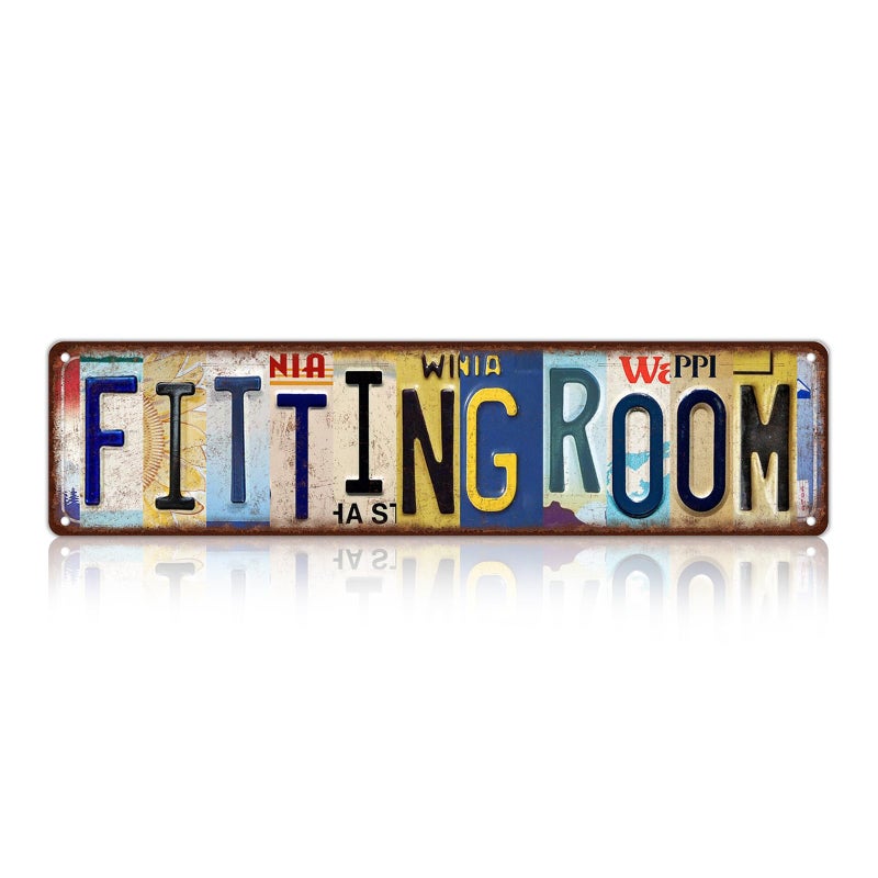 MTsigns Vintage Fitting Room Metal Tin Signs Street Signs Wall Decor 16 x 4 Inches - Image 1